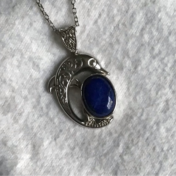 Lapis Lazuli Dolphin Pendant in Platinum Over Copper With Magnet - Picture 5 of 7